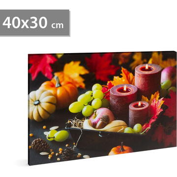 Tablou LED - Lumânări și roade de toamnă - 2 x AA, 40 x 30 cm