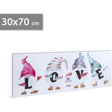 Tablou cu LED - LOVE - cu agățătoare, 2 baterii AA - 30 x 70 cm (58477)