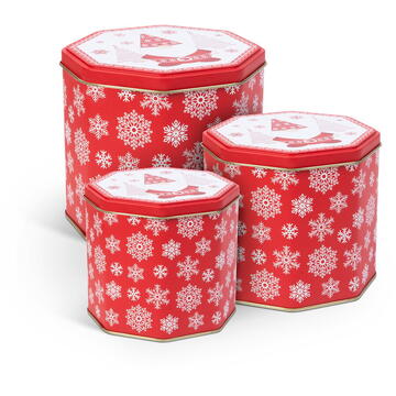 Cutie de biscuiți - cu Moș Crăciun - octogon - 3 buc/pachet