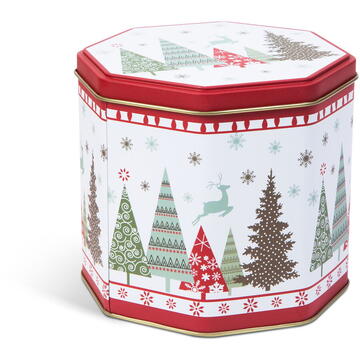 Cutie de biscuiți - cu brazi de Crăciun - octogon - 3 buc/pachet