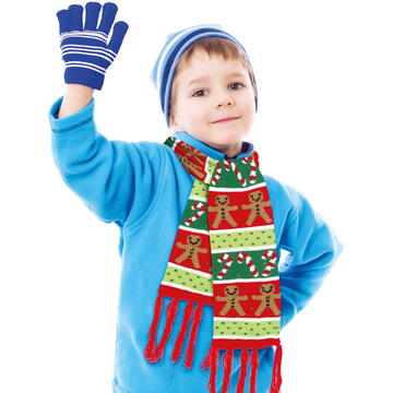 Fular de Crăciun - 100 cm - LED, cu baterie, verde