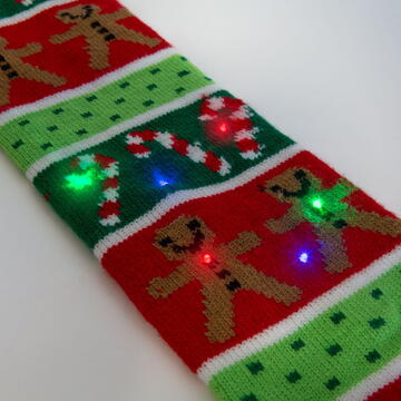 Fular de Crăciun - 100 cm - LED, cu baterie, verde