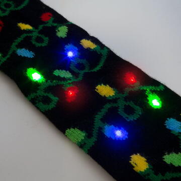 Fular de Crăciun - 100 cm - LED, cu baterie, negru