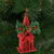 Ornament de brad cu agățătoare - biserică - 16 x 6.5 cm - roșie