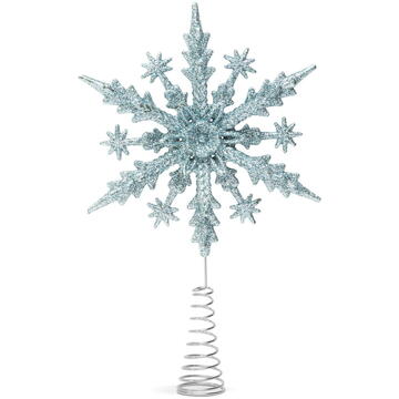 Vârf de brad - fulg de nea - 22 x 15 cm - albastru deschis