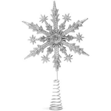 Vârf de brad - fulg de nea - 22 x 15 cm - argintiu