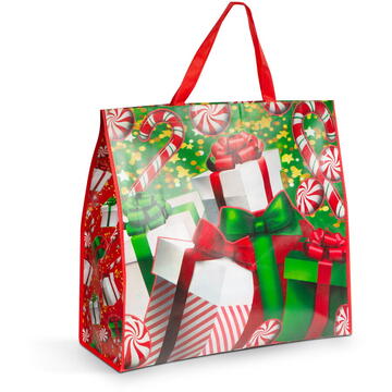Sacoșă de cadouri mare - de Crăciun - 50 x 44 x 18 cm - roșie