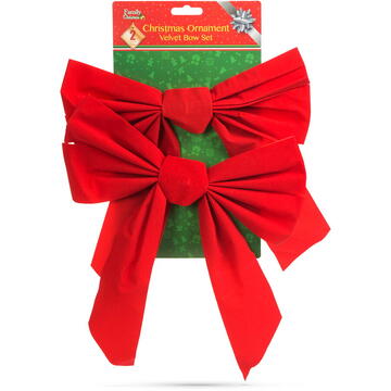 Ornament de Crăciun - fundă roșie, catifelată - 33 x 25 cm - 2 buc / pachet
