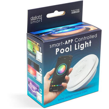 Sistem de iluminare inteligentă a piscinei - 15 LED-uri RGB - 3 x AA - Delight