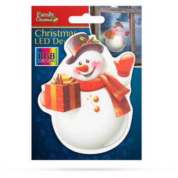 Decoraţie de Crăciun cu LED RGB - autocolant - model om de zăpadă