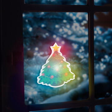 Decoraţie de Crăciun cu LED RGB - autocolant - model brad