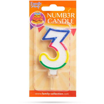 Family Lumânare pentru tort în forma cifrei 3