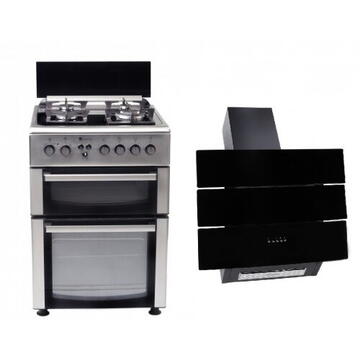 Pachet Aragaz Mixt Studio Casa Duetto Fm60/60 Cm Si Hota Crystal Blk Venezia, Studio Casa