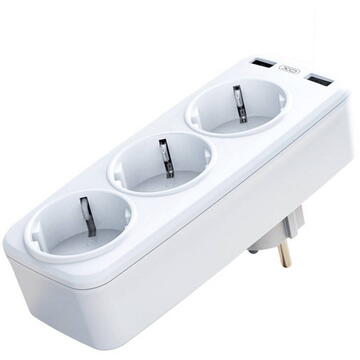 Power charger with 3 AC outlets + 2x USB XO WL08EU (White)