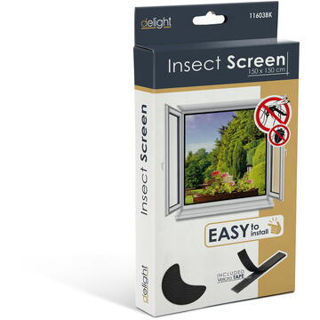 Delight Plasa anti-tantari pt. ferestre, 150x150 cm - negru
