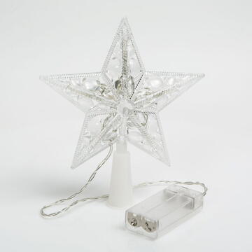 Ornament de pom de Craciun, model stea, 10 LED-15 cm, RGB, 2xAA