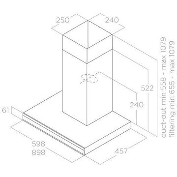 Hota ELICA Hood ADELE BL MAT/A/60 Touch screen 3 viteze Putere absorbtie 770 m3/h