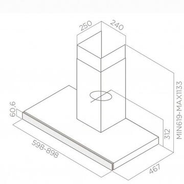 Hota ADELE BLIX/A/60 Elica Hood Negru/Argintiu 277 W Putere absorbita 630 m³/h