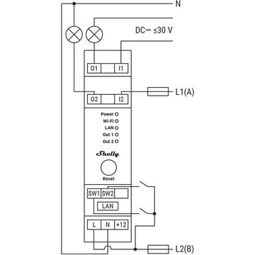 Releu Wifi Shelly Pro 2, Din Rail, 2 canale, 25A, Negru