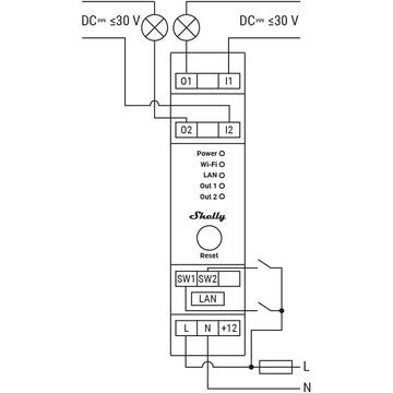 Releu Wifi Shelly Pro 2, Din Rail, 2 canale, 25A, Negru