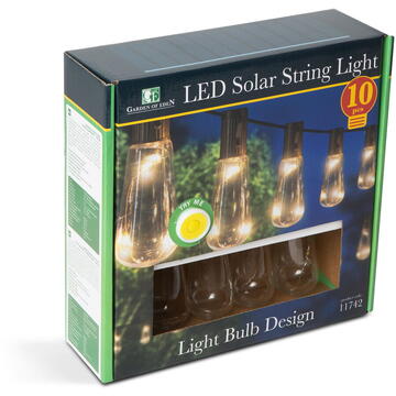 Garden of Eden Șir lumini solare cu LED - model bec - 30 LED-uri - 180 cm