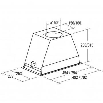 Hota Cata GL 45 X /C Hood, 820m3/h, 65dB, BT3 Engie, 280W, stainless steel