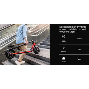 Trotineta electrica Trotineta Ninebot by Segway eKickscooter D18E, negru/rosu