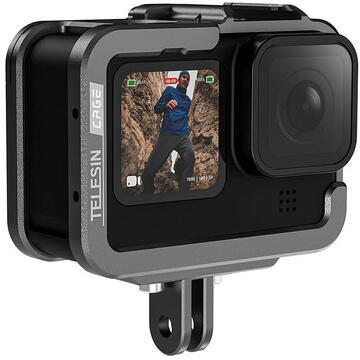 TELESIN Aluminum cage for GoPro Hero 11/10/9 +vertical adapter