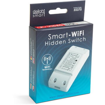 Delight Comutator ascuns Wi-Fi inteligent - 90-250V, 16A - Amazon Alexa, Google Home, compatibilitate IFTTT