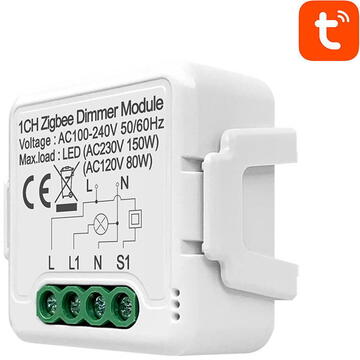 Intrerupator inteligent Avatto Dimmer inteligent ZigBee 3.0, 39.2x39.2x18 mm, Alb