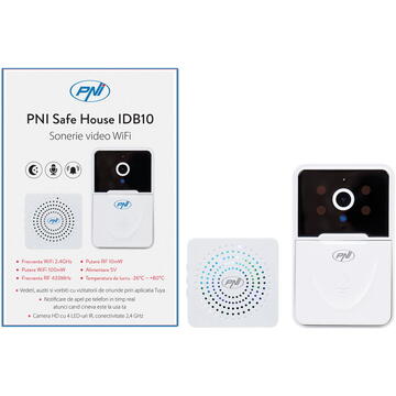 Sonerie video PNI Safe House IDB10, WiFi, control din Tuya, vizibilitate nocturna, selectie ton apel, control volum