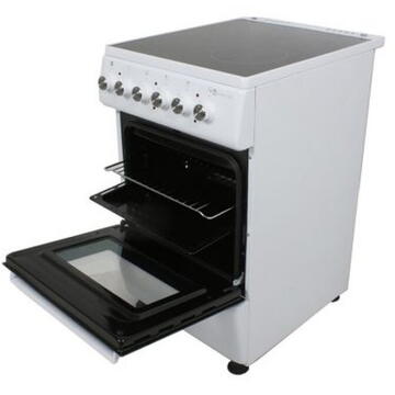 Aragaz electric total Studio Casa Mercur 4Z 50/60 cm, Cuptor electric, Plita vitroceramica cu 4 zone de gatire, Alb