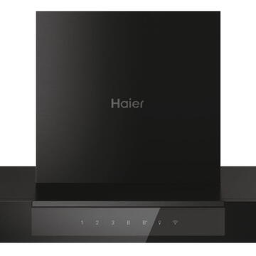 Hota Haier HATS6DS46BWIFI,Putere de absorbtie 852 mc/h, 5 Viteze, Wi-Fi + Bluetooth, Control Touch, Filtre Carbon, 60 cm, Clasa A+, Negru