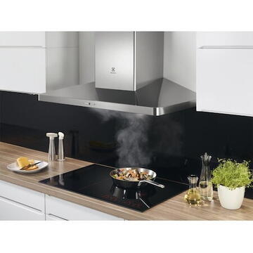 Hota Electrolux SEMINEU  EFF90560OX,Putere de absorbtie 603 mc/h, Conectivitate plita, Iluminare LED, Clasa B, 90 cm, Inox