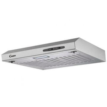 Hota Candy CFT610/5X/1, 209 m3/h, 1 motor, 60 cm, Inox,3 trepte de putere, panou control mecanic, iluminare LED, latime 60 cm, argintie