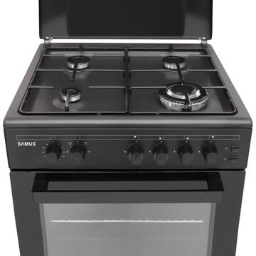 Samus Aragaz pe gaz  4 zone SM667APGS ANTHRACIT Negru