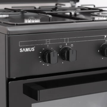 Samus Aragaz pe gaz  4 zone SM667APGS ANTHRACIT Negru