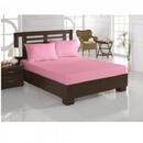 Set 3 piese Studio Casa, 100% Bumbac, Cearceaf pat dublu cu elastic si doua fete de perna, Roz, 160x200 cm
