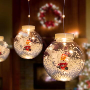 Perdea luminoasă LED - glob de zăpadă cu Moș Crăciun - 2,7 x 0,75 m - 110 LED-uri alb cald - IP44
