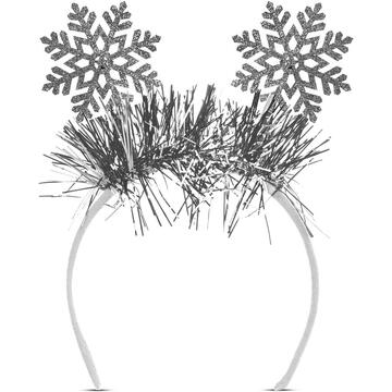 Bentiță de Crăciun - argintie - fulg de nea - 20 cm