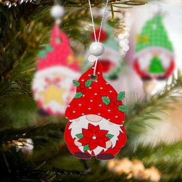 Familly Christmas Set decoratiuni brad - pentru agatat, spiridusi din lemn - 4 tipuri - 12 buc/pachet