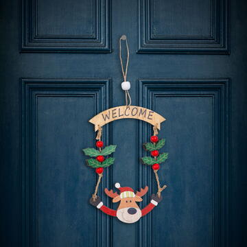 Familly Christmas Decor de Craciun - Lemn, ren - 13 x 17 cm