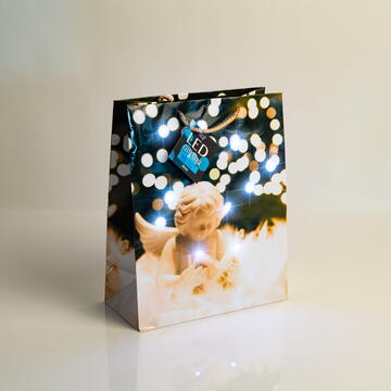 Family Party Pungi cadou hârtie cu led - 265 x 127 x 330 mm - 4 tipuri - 12 buc / pachet