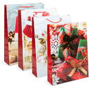 Pungă cadou pentru Crăciun - hârtie - 330 x 102 x 457 mm - 4 tipuri/ pachet