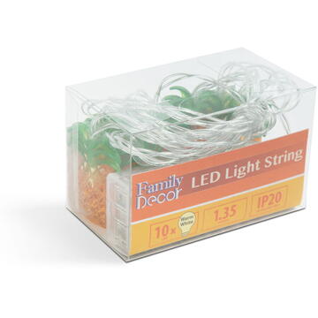 Familly Decor Sir de lumini LED - ananas - 1,65 m - 10 LED-uri - alb cald - 2 x AA