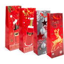 Pungă cadou pentru sticle - hartie, Craciun - 360 x 127 x 83 mm - 4 tipuri / pachet