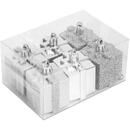 Set decor brad - cadou argintiu - 4,5 cm - 6 buc/set