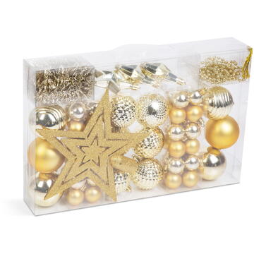 Set decorațiuni de brad - aurii - 66 buc / set