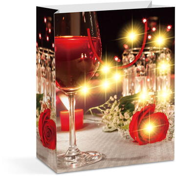 Pungă cadou - 10 LED-uri alb cald, hartie - 265 x 127 x 330 mm - 4 tipuri / pachet