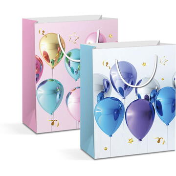 Pungă cadou - hartie - 265 x 127 x 330 mm - 2 tipuri / pachet